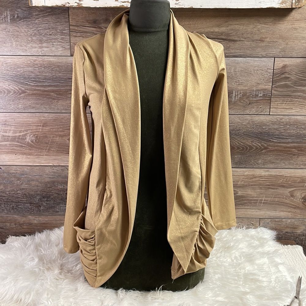 Josephine Studio Gold Sparkly Cardigan Jacket, Size Petite Extra Small - Picture 1 of 8